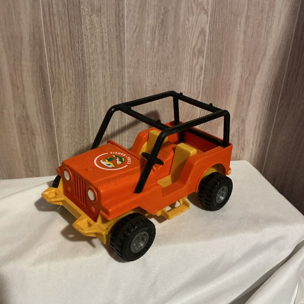 Vtg Fisher-Price Adventure People Jeep #312 Northwoods Trailblazer Orange Safari